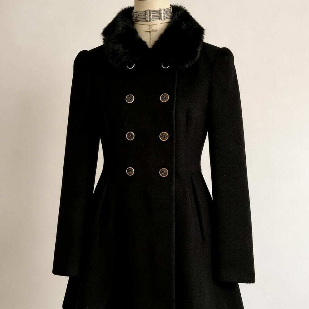 Indie Sleaze Fur Collar Trench Coat 90s Vamp Military